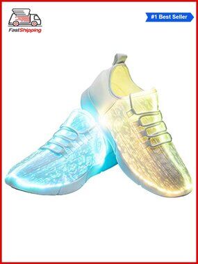 🎅 LED Fiber Optic Light Up Sneakers Flashing Trainers Party USB Charging